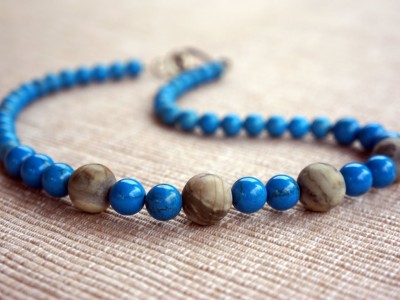 Collier Perles Bleu Azur