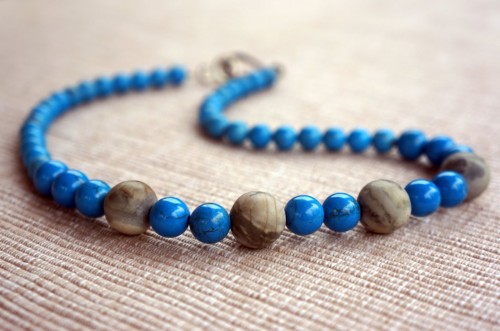Collier Perles Bleu Azur